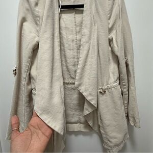 🍀30% Zara Cream Utility Jacket with Waterfall Front